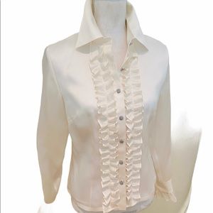 Nwot Talbots 100% pure silk ruffle ivory blouse